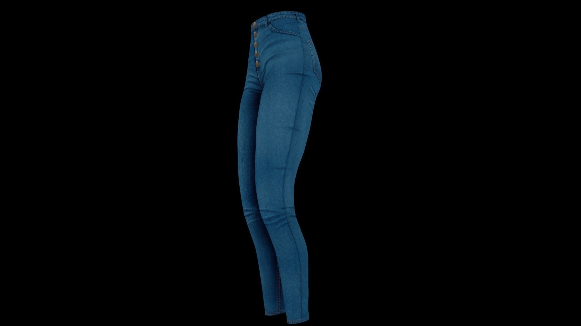 Blue Jeans Female Rigged Low-poly 3D model_6