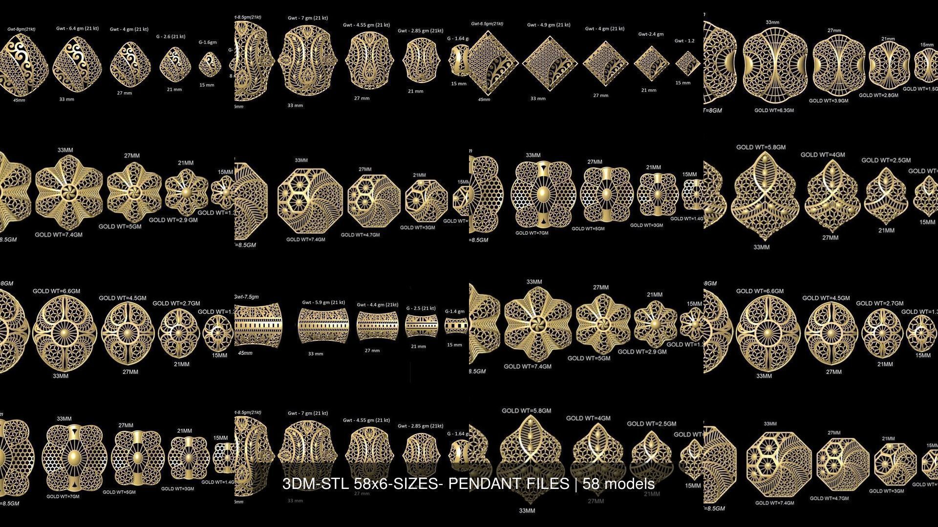 3DM-STL 109x6-SIZES- PENDANT FILES 3D Model Collection_14