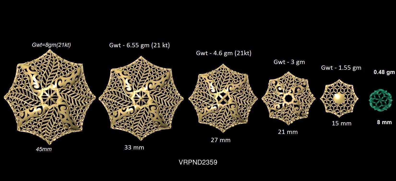 3DM-STL 109x6-SIZES- PENDANT FILES 3D Model Collection_44