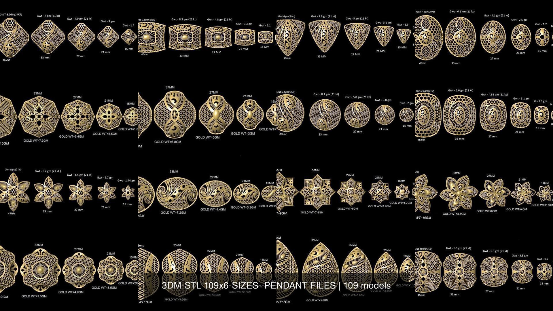 3DM-STL 109x6-SIZES- PENDANT FILES 3D Model Collection_10
