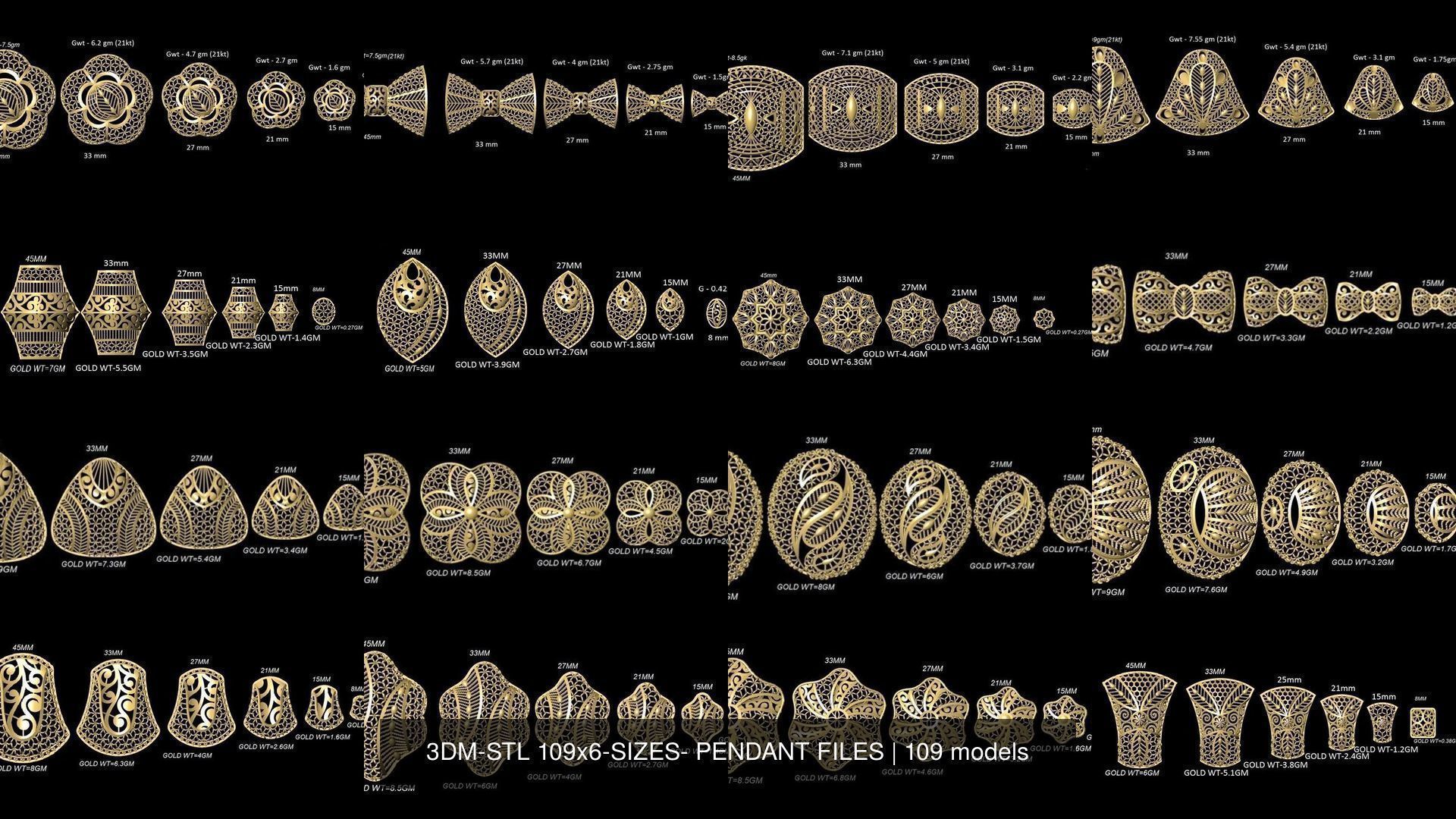 3DM-STL 109x6-SIZES- PENDANT FILES 3D Model Collection_7