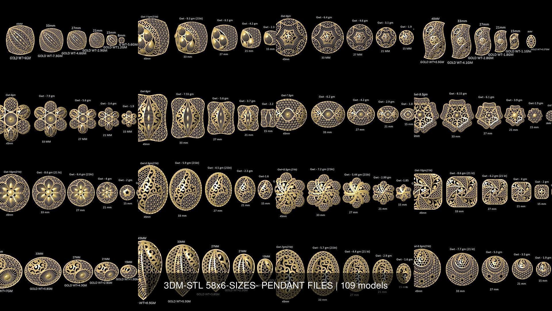 3DM-STL 109x6-SIZES- PENDANT FILES 3D Model Collection_16