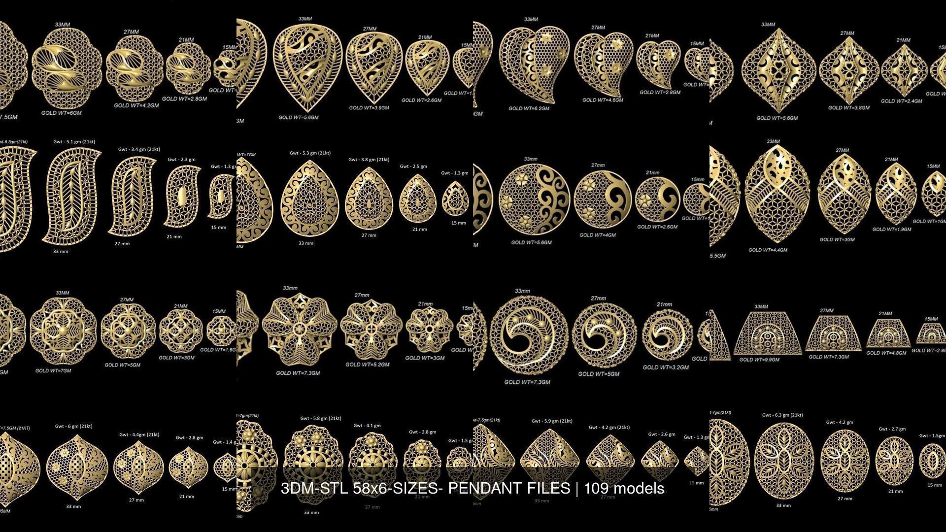 3DM-STL 109x6-SIZES- PENDANT FILES 3D Model Collection_6