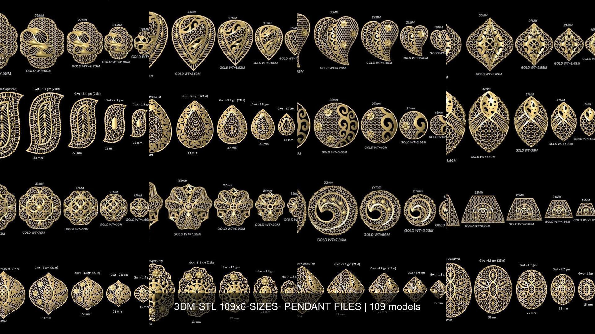 3DM-STL 109x6-SIZES- PENDANT FILES 3D Model Collection_3