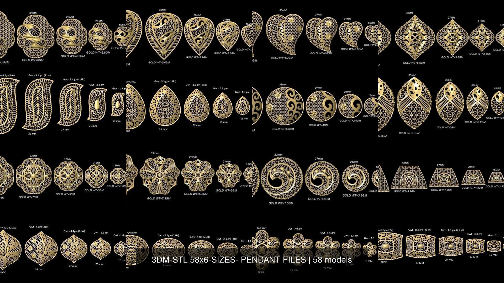 3DM-STL 109x6-SIZES- PENDANT FILES 3D Model Collection_4