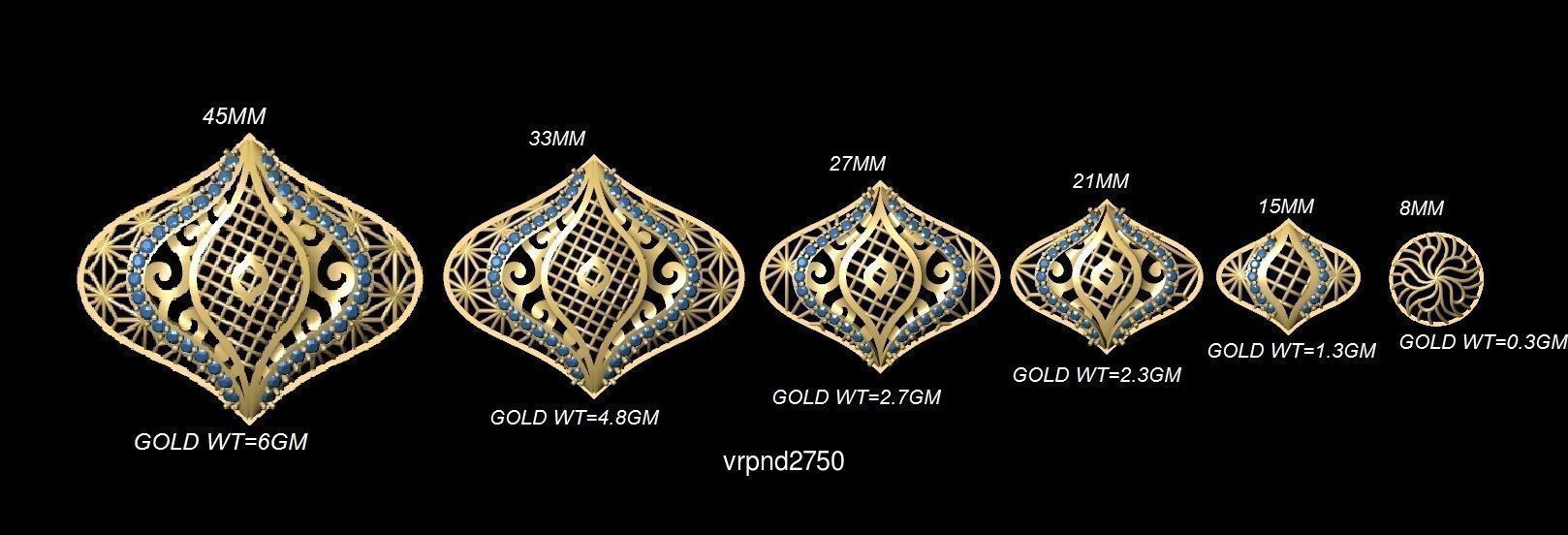 3DM-STL 109x6-SIZES- PENDANT FILES 3D Model Collection_43