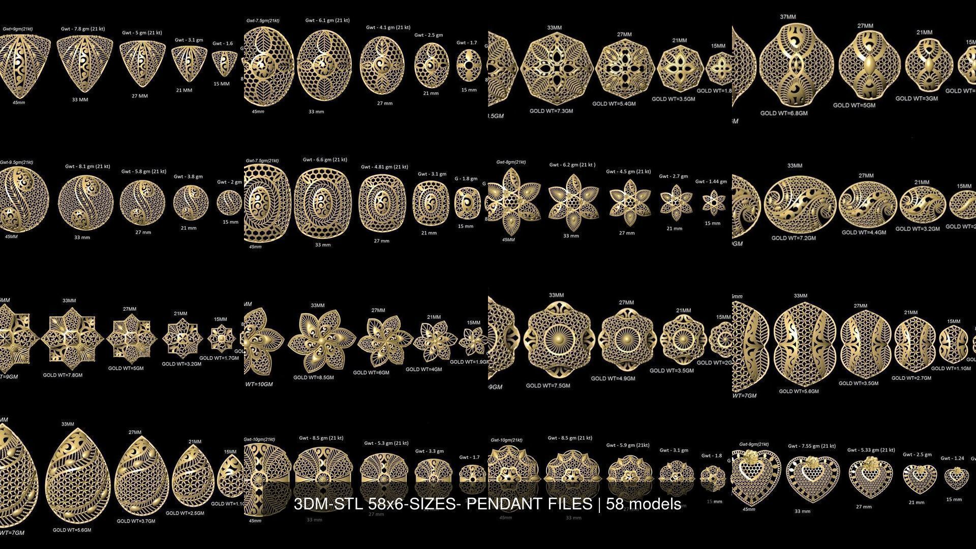 3DM-STL 109x6-SIZES- PENDANT FILES 3D Model Collection_9