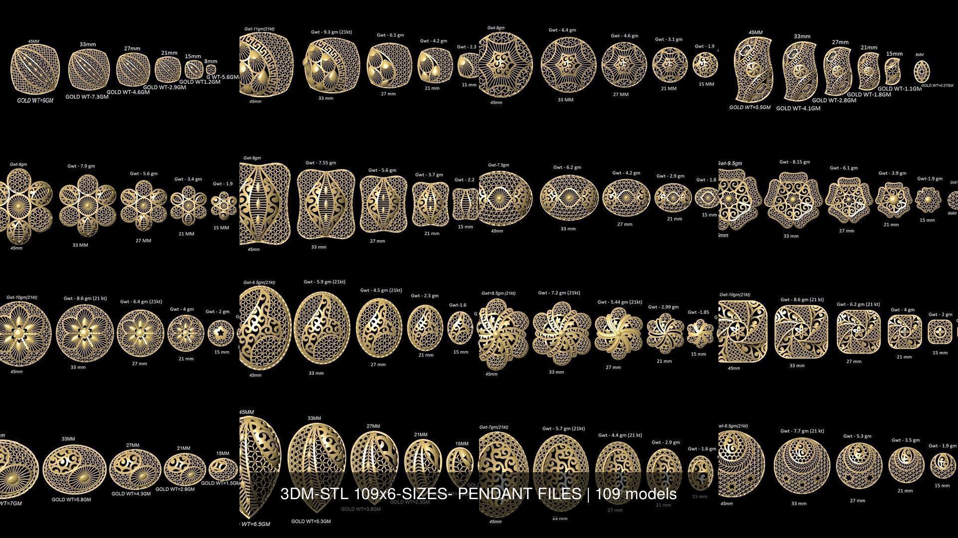 3DM-STL 109x6-SIZES- PENDANT FILES 3D Model Collection_8