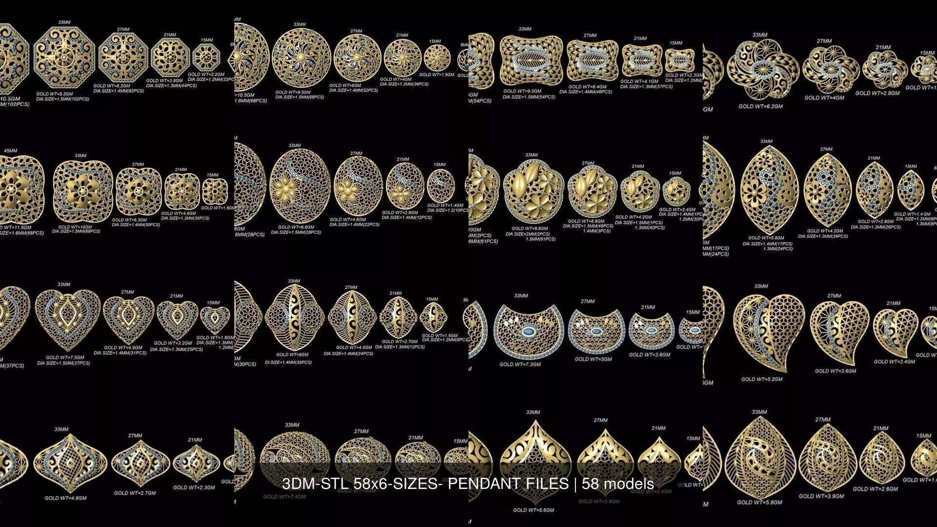 3DM-STL 109x6-SIZES- PENDANT FILES 3D Model Collection_0