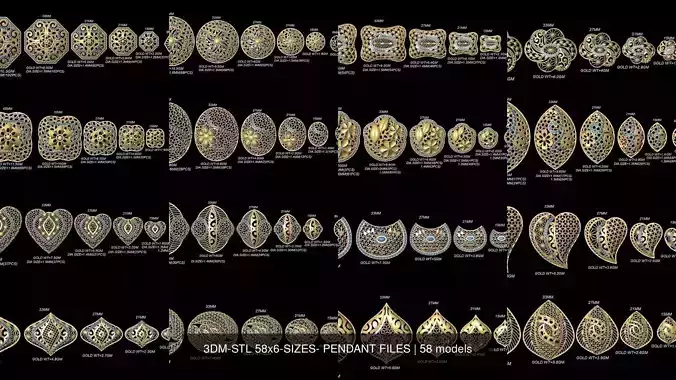 3DM-STL 109x6-SIZES- PENDANT FILES 3D Model Collection