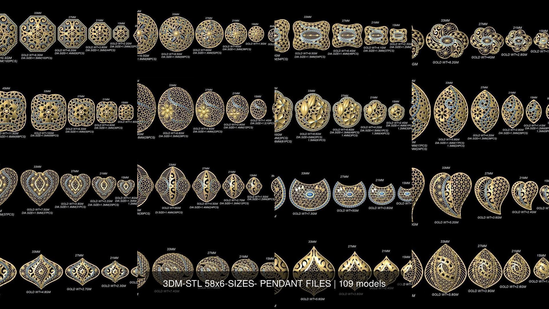 3DM-STL 109x6-SIZES- PENDANT FILES 3D Model Collection_2