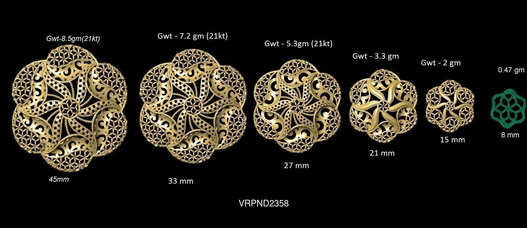 3DM-STL 109x6-SIZES- PENDANT FILES 3D Model Collection_46