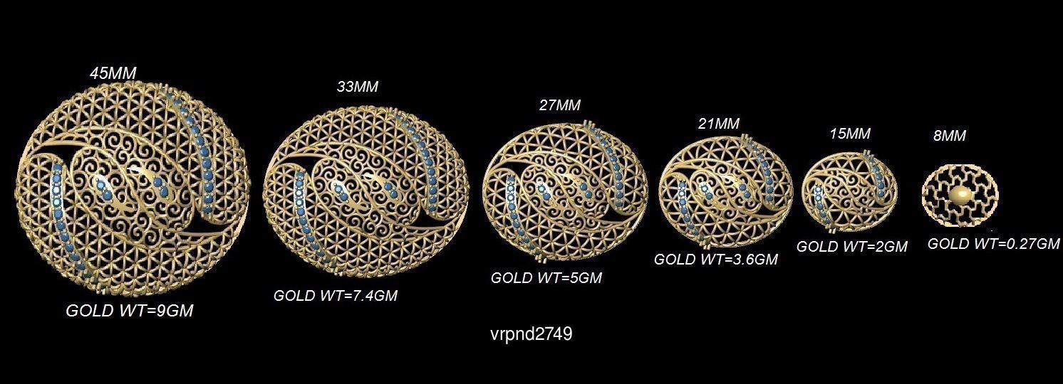 3DM-STL 109x6-SIZES- PENDANT FILES 3D Model Collection_45