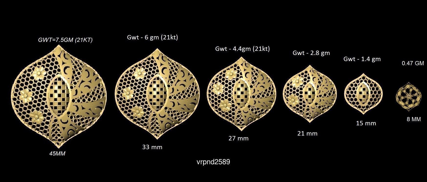 3DM-STL 109x6-SIZES- PENDANT FILES 3D Model Collection_75