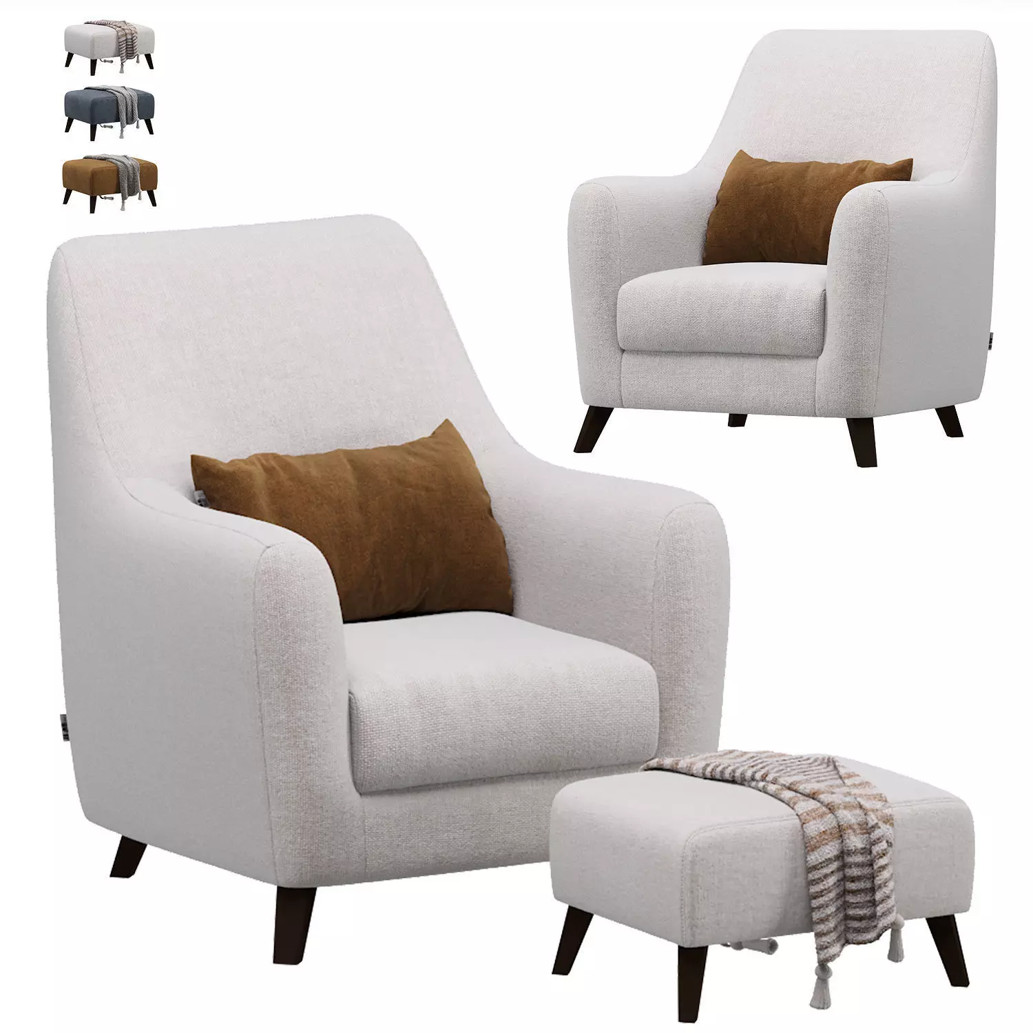 Newbury Armchair Velvet Latte 3D model