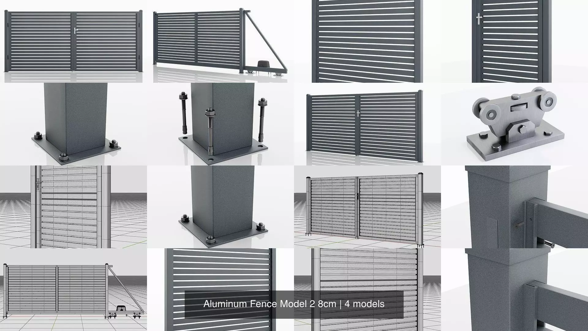 Aluminum Fence Model 2 8cm 3D Model Collection_0