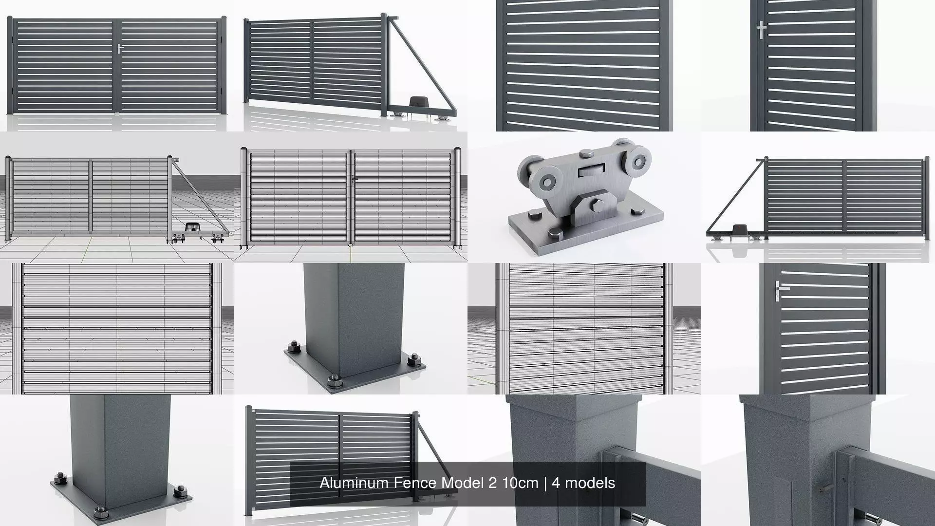 Aluminum Fence Model 2 10cm 3D Model Collection_0