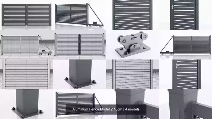 Aluminum Fence Model 2 10cm 3D Model Collection