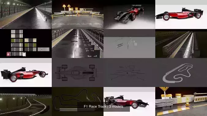 F1 Race Track 3D Model Collection