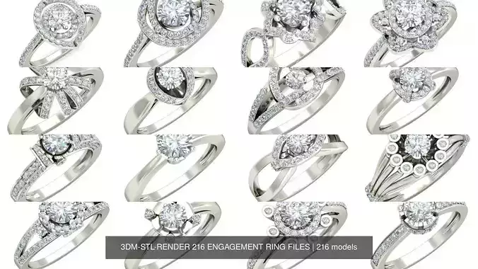 3DM-STL-RENDER 317 ENGAGEMENT RING FILES 3D Model Collection