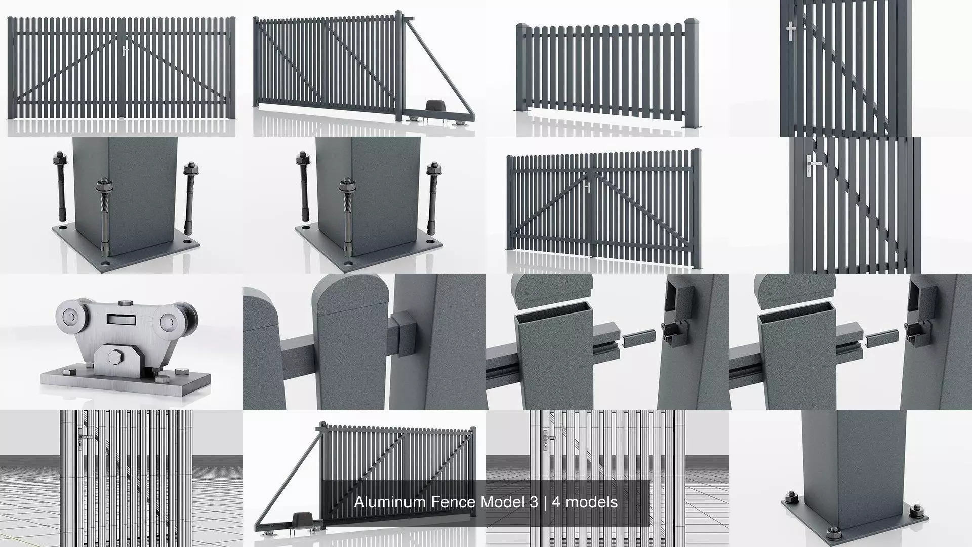 Aluminum Fence Model 3 3D Model Collection_0
