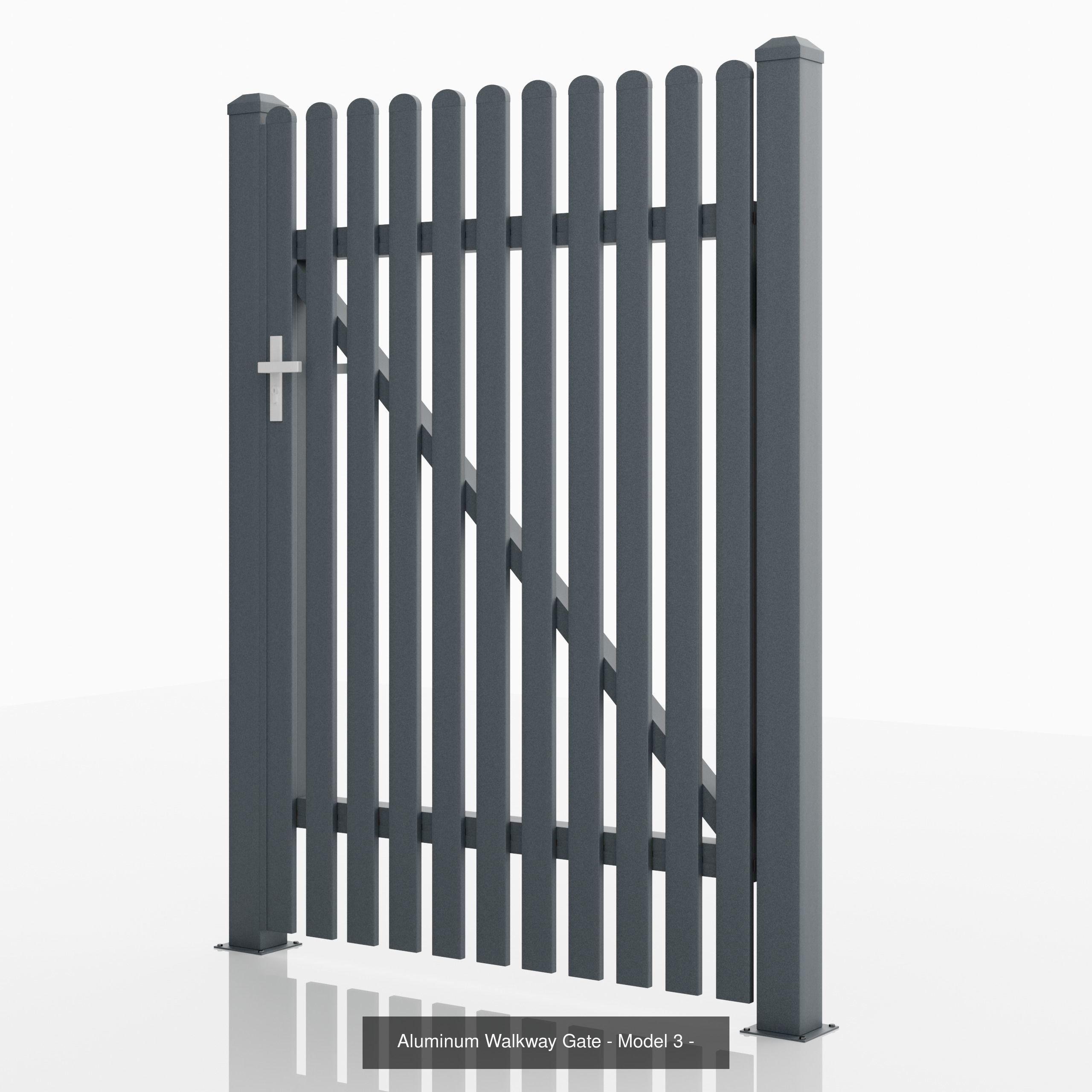 Aluminum Fence Model 3 3D Model Collection_3