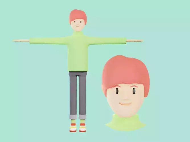 Cartoon Character boy minimal 3d cute 