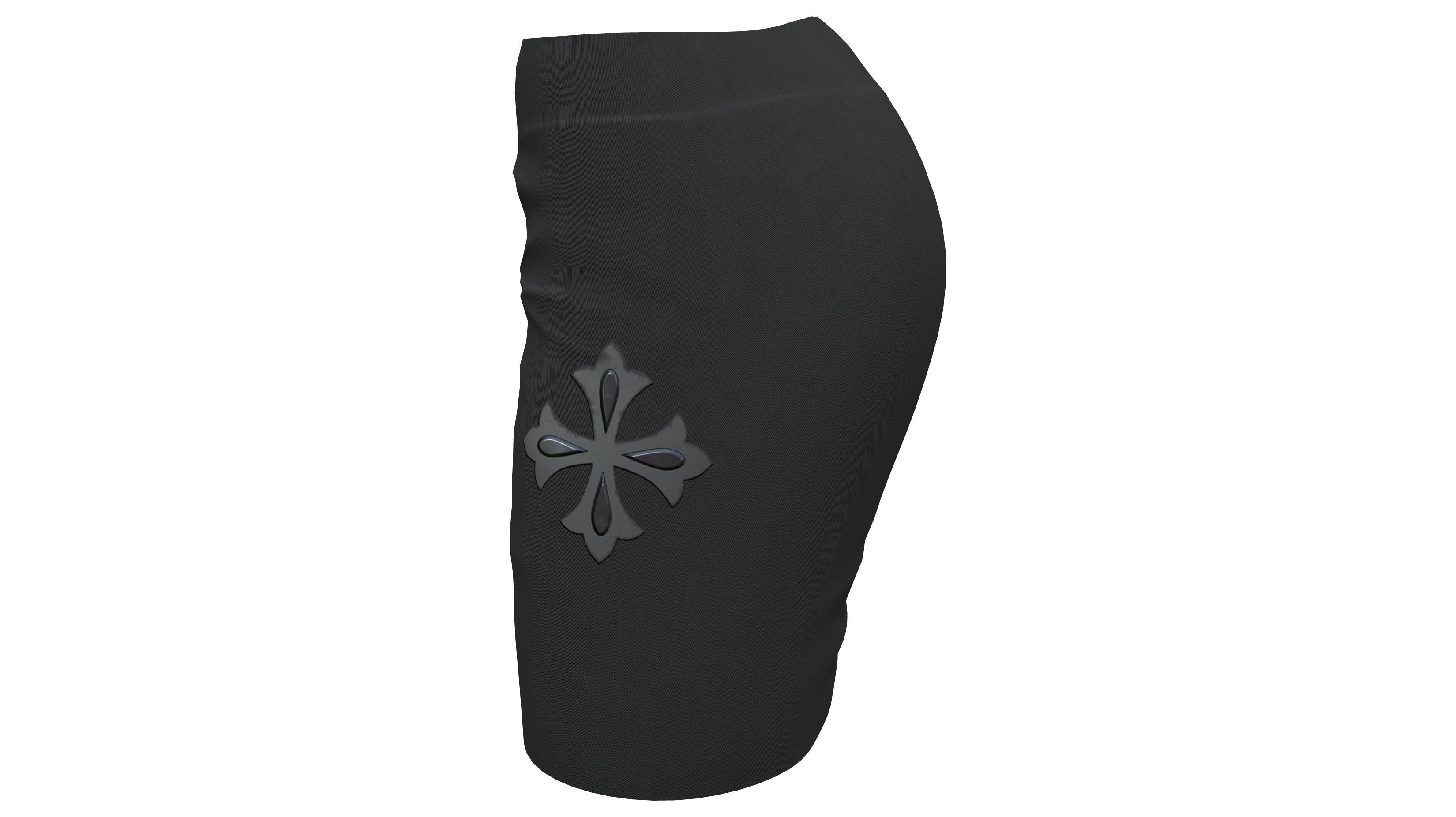 Black Leather Mini Skirt Low-poly 3D model_3