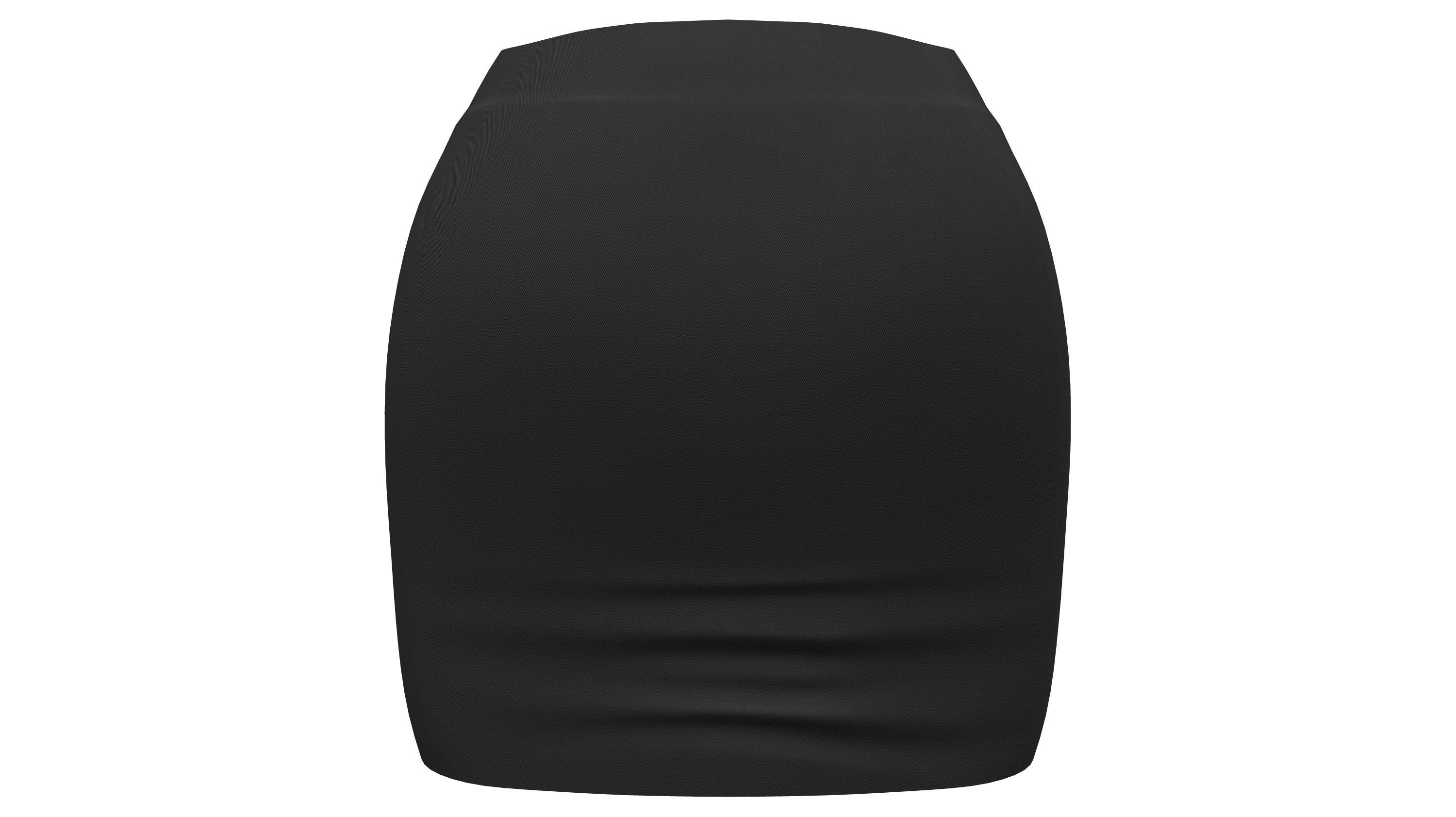 Black Leather Mini Skirt Low-poly 3D model_4