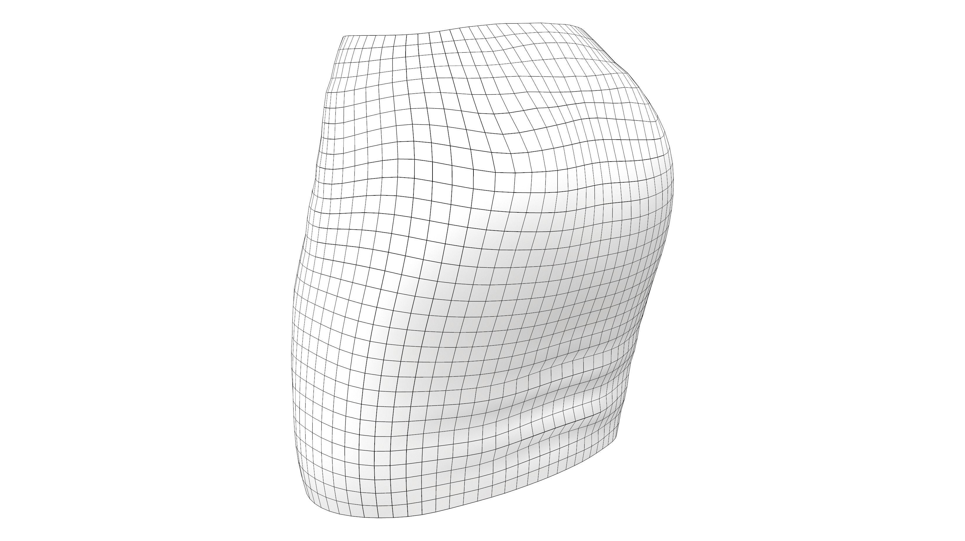 Black Leather Mini Skirt Low-poly 3D model_6