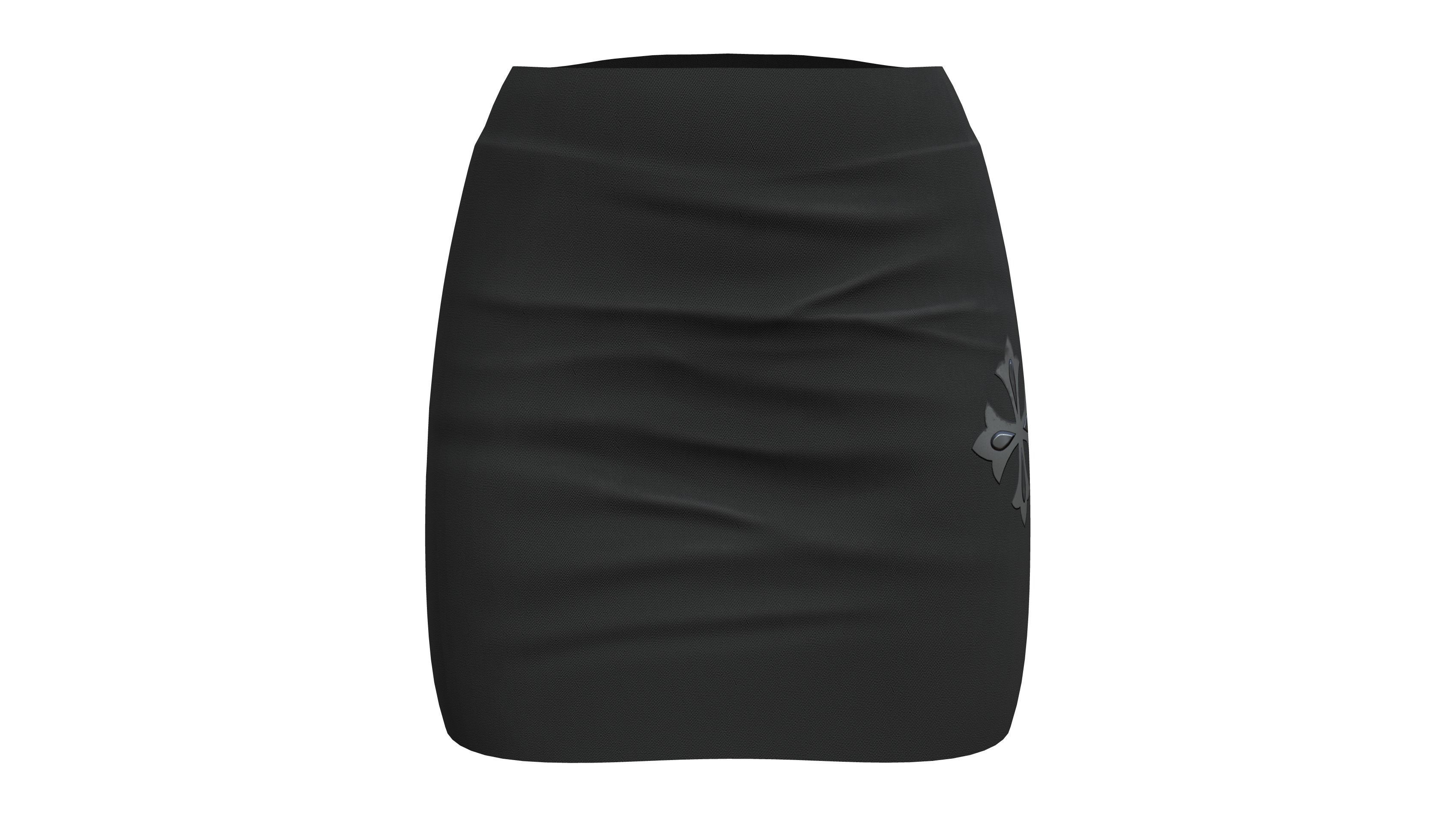 Black Leather Mini Skirt Low-poly 3D model_2