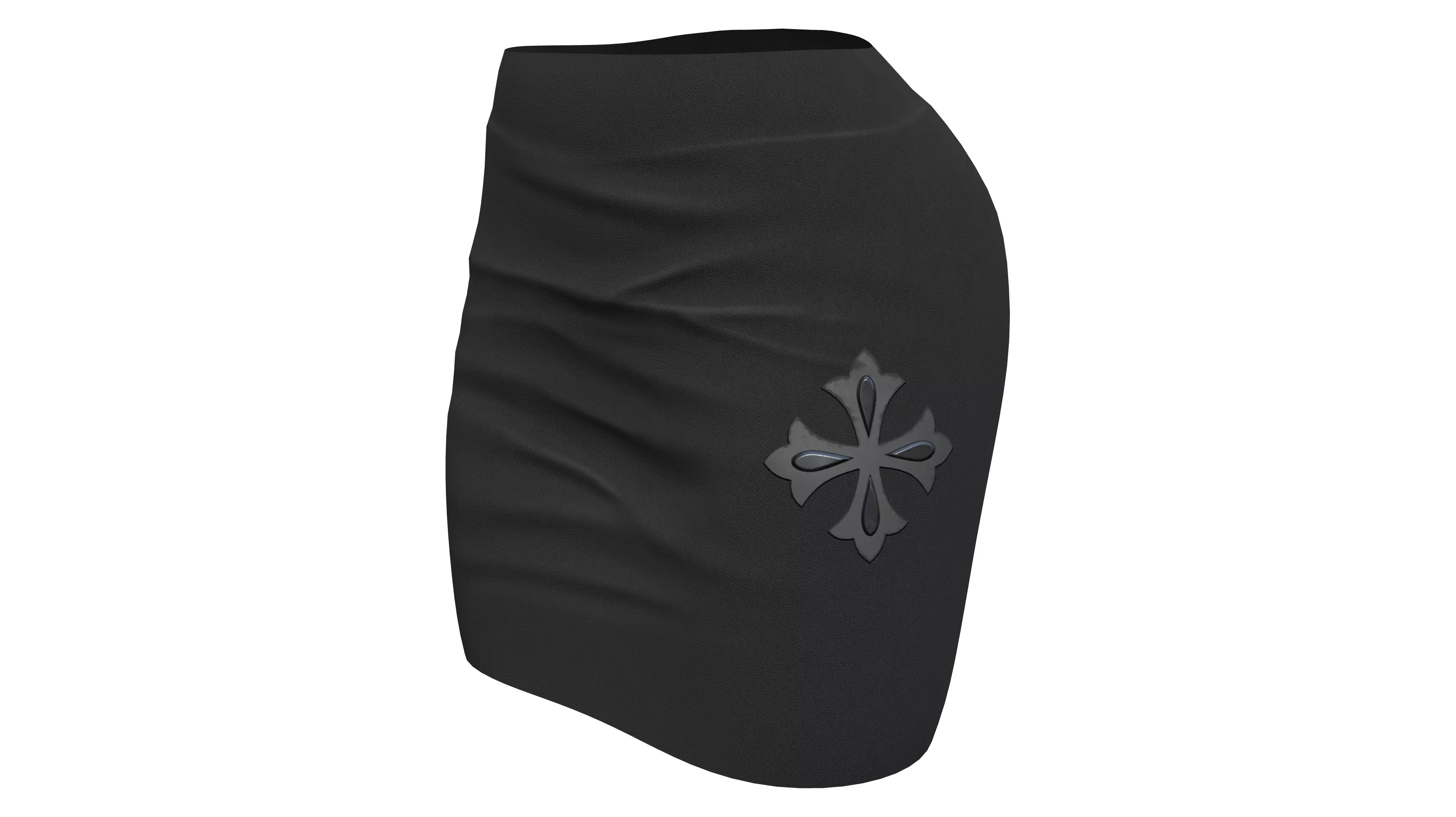 Black Leather Mini Skirt Low-poly 3D model_0
