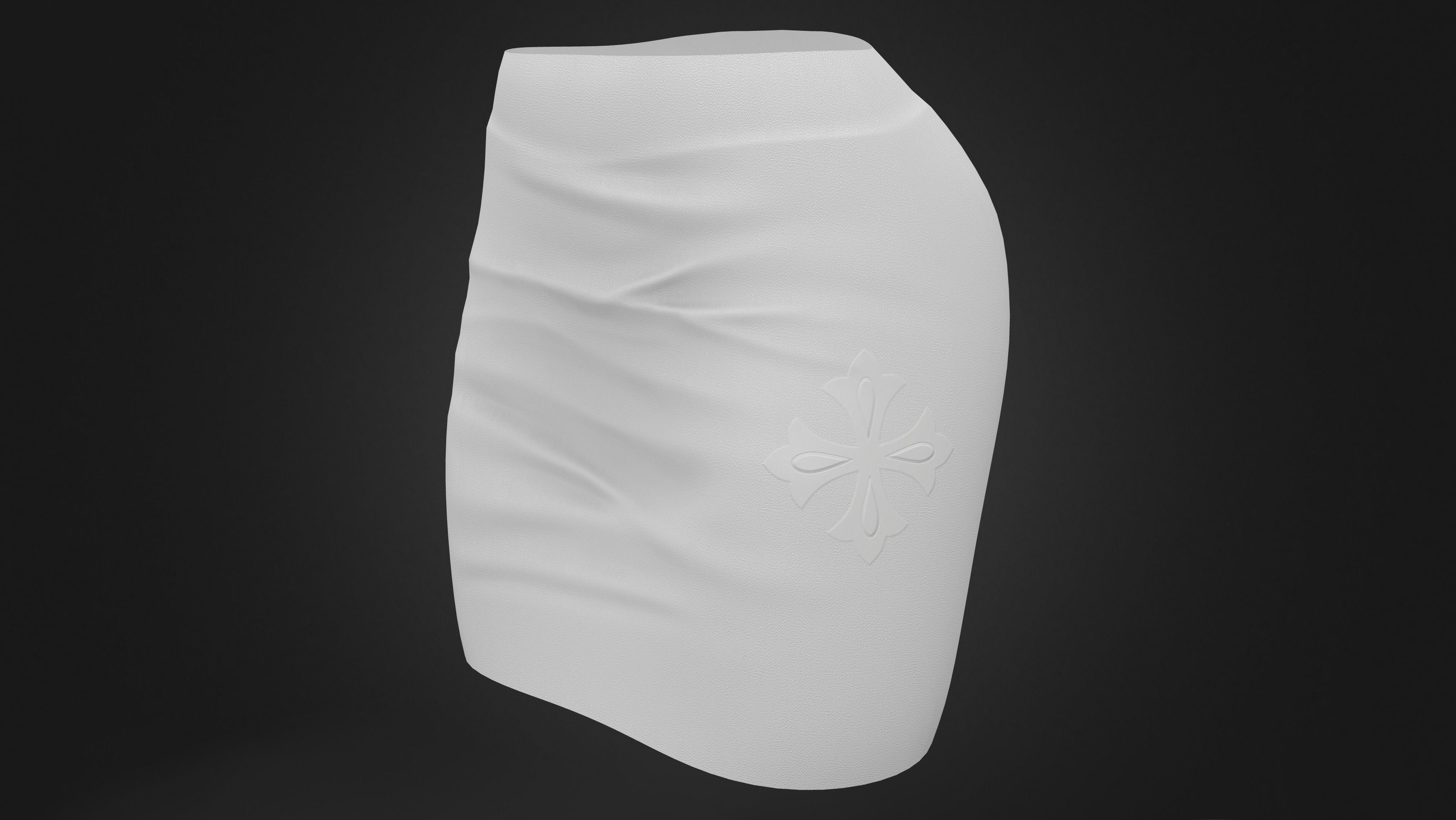 Black Leather Mini Skirt Low-poly 3D model_7