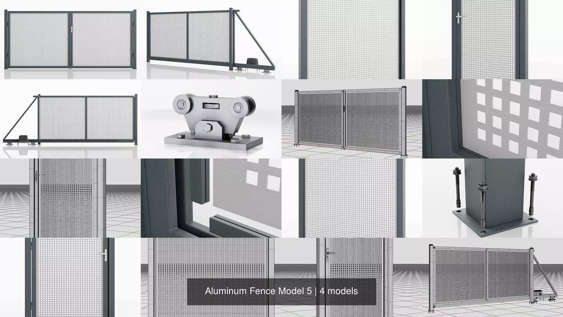 Aluminum Fence Model 5 3D Model Collection_0