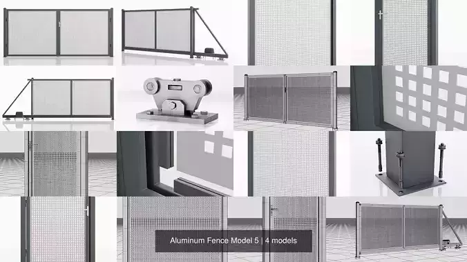 Aluminum Fence Model 5 3D Model Collection