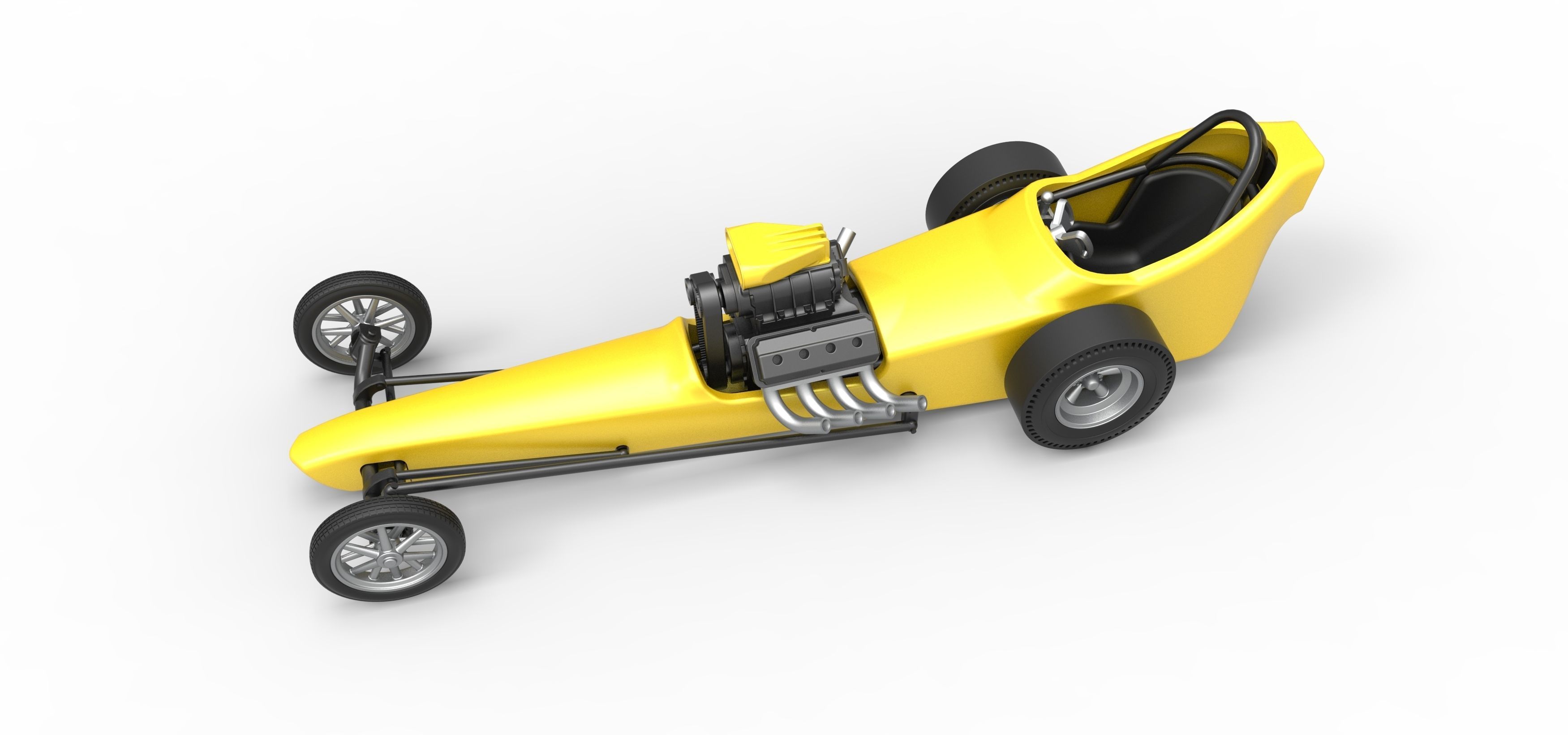 Front engine old school dragster with shell V3 Scale 1 to 25 3D print model_3