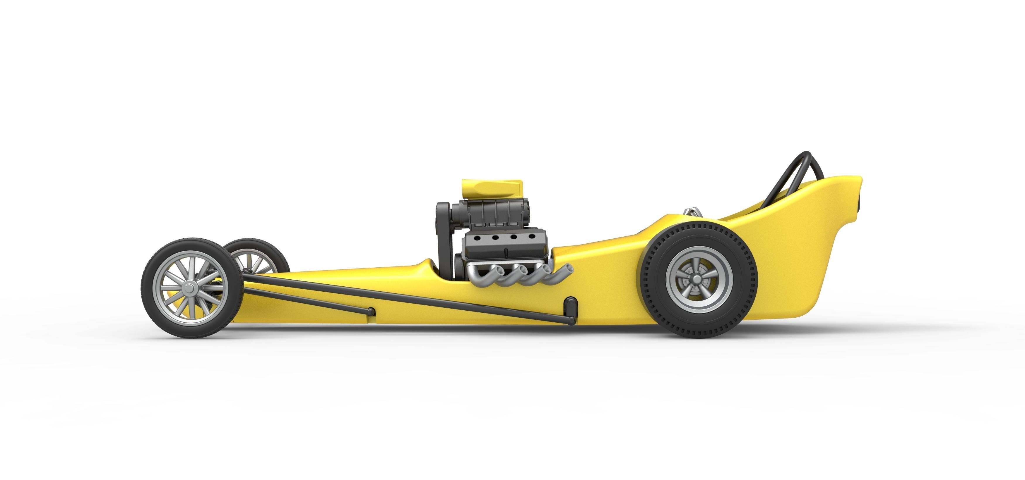 Front engine old school dragster with shell V3 Scale 1 to 25 3D print model_8