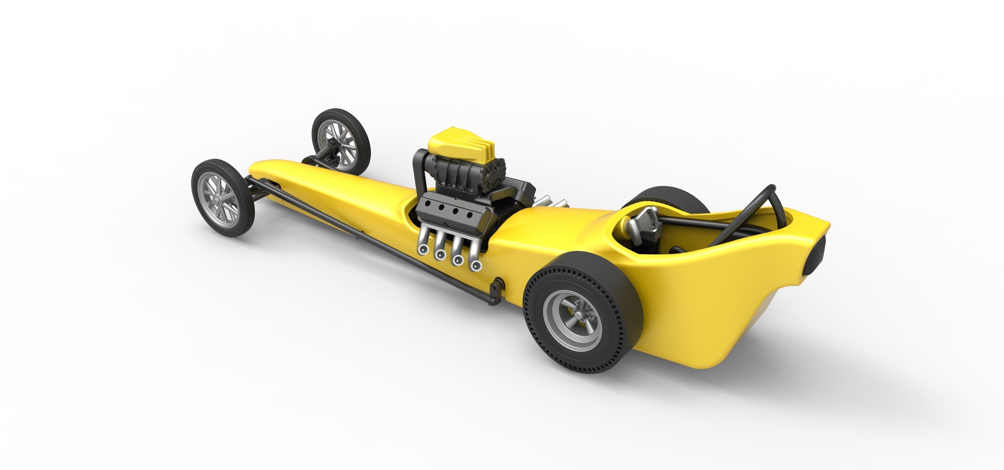 Front engine old school dragster with shell V3 Scale 1 to 25 3D print model_11