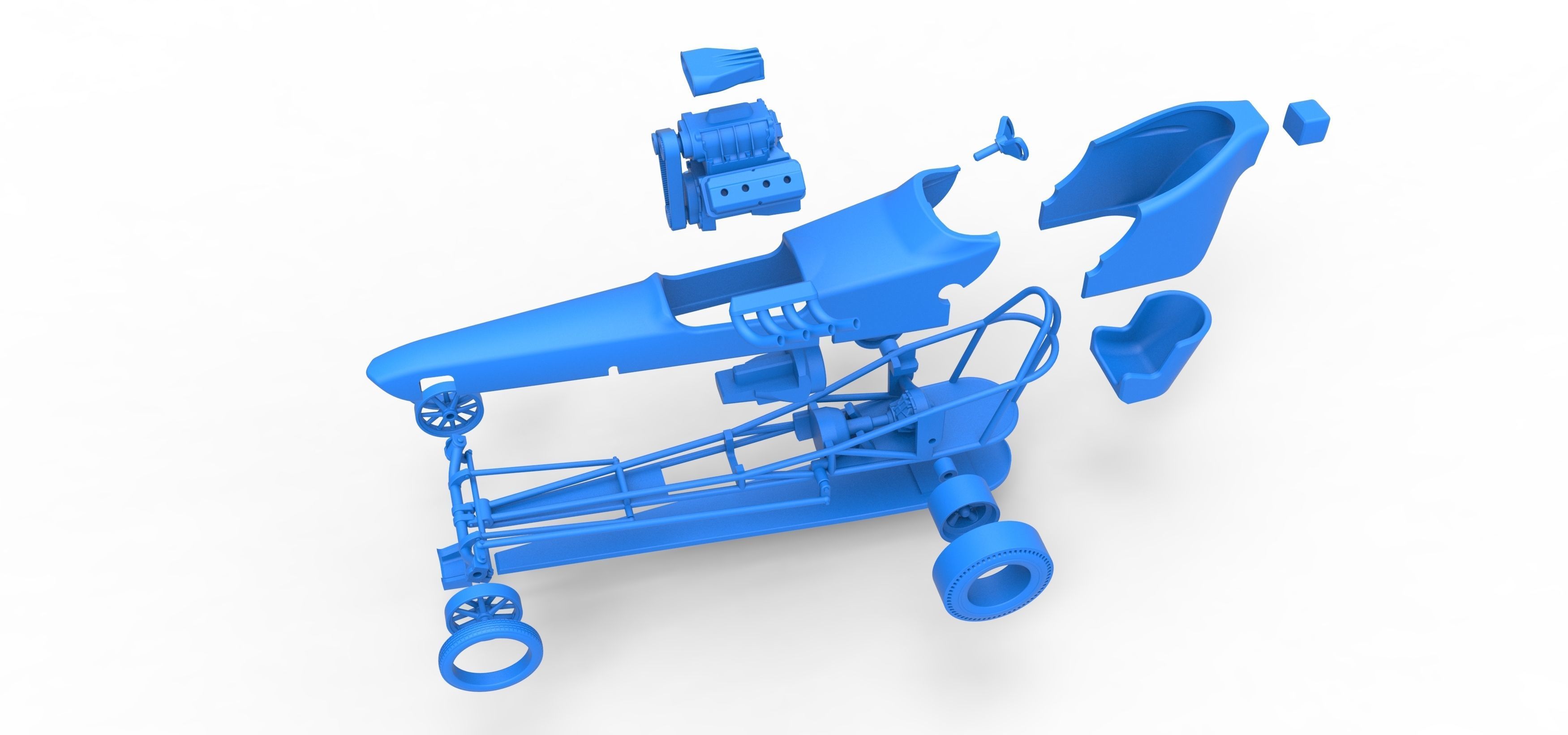 Front engine old school dragster with shell V3 Scale 1 to 25 3D print model_31