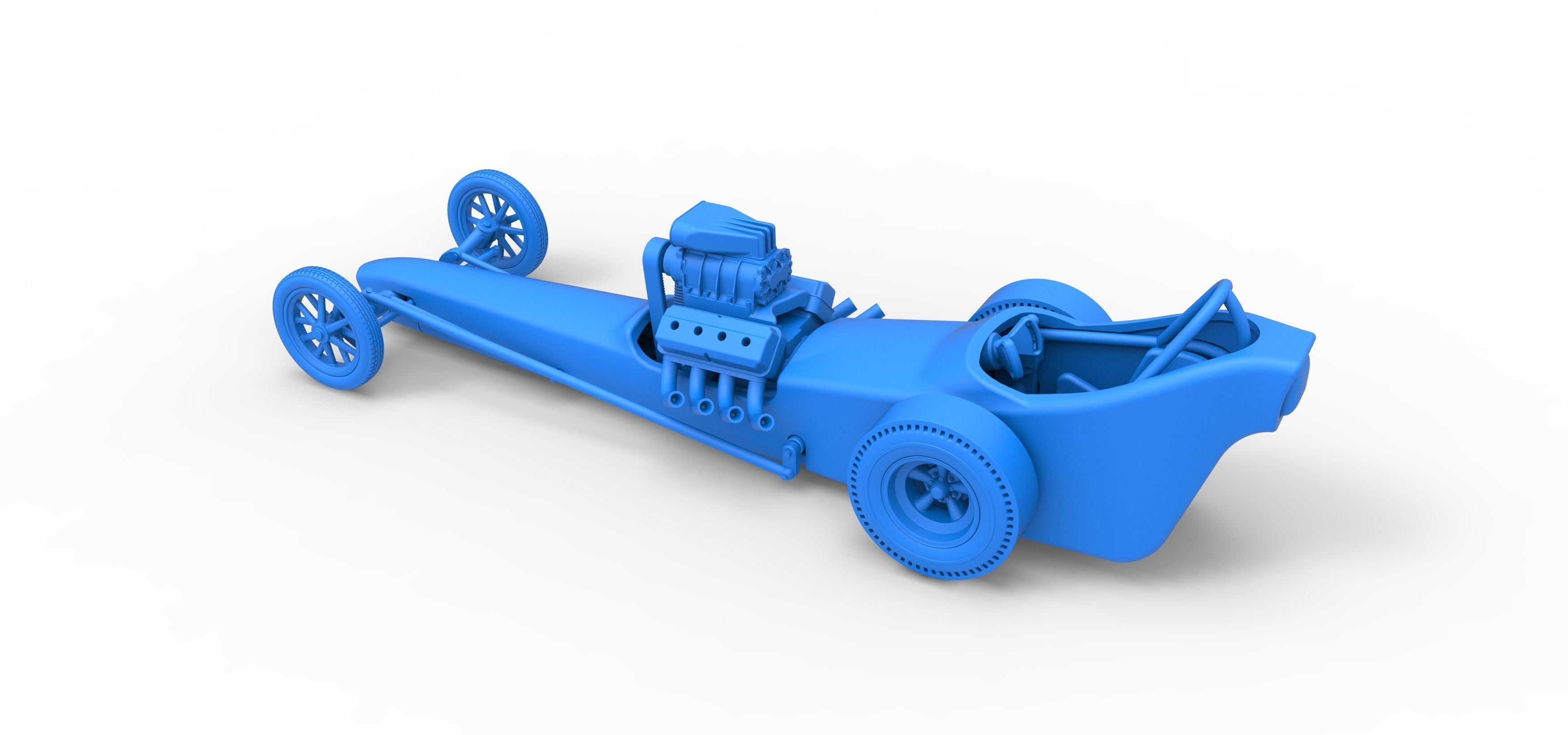 Front engine old school dragster with shell V3 Scale 1 to 25 3D print model_25