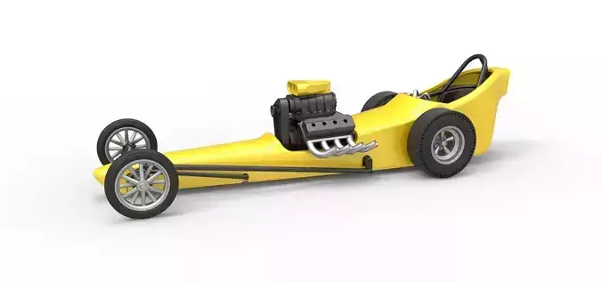 Front engine old school dragster with shell V3 Scale 1 to 25 3D print model