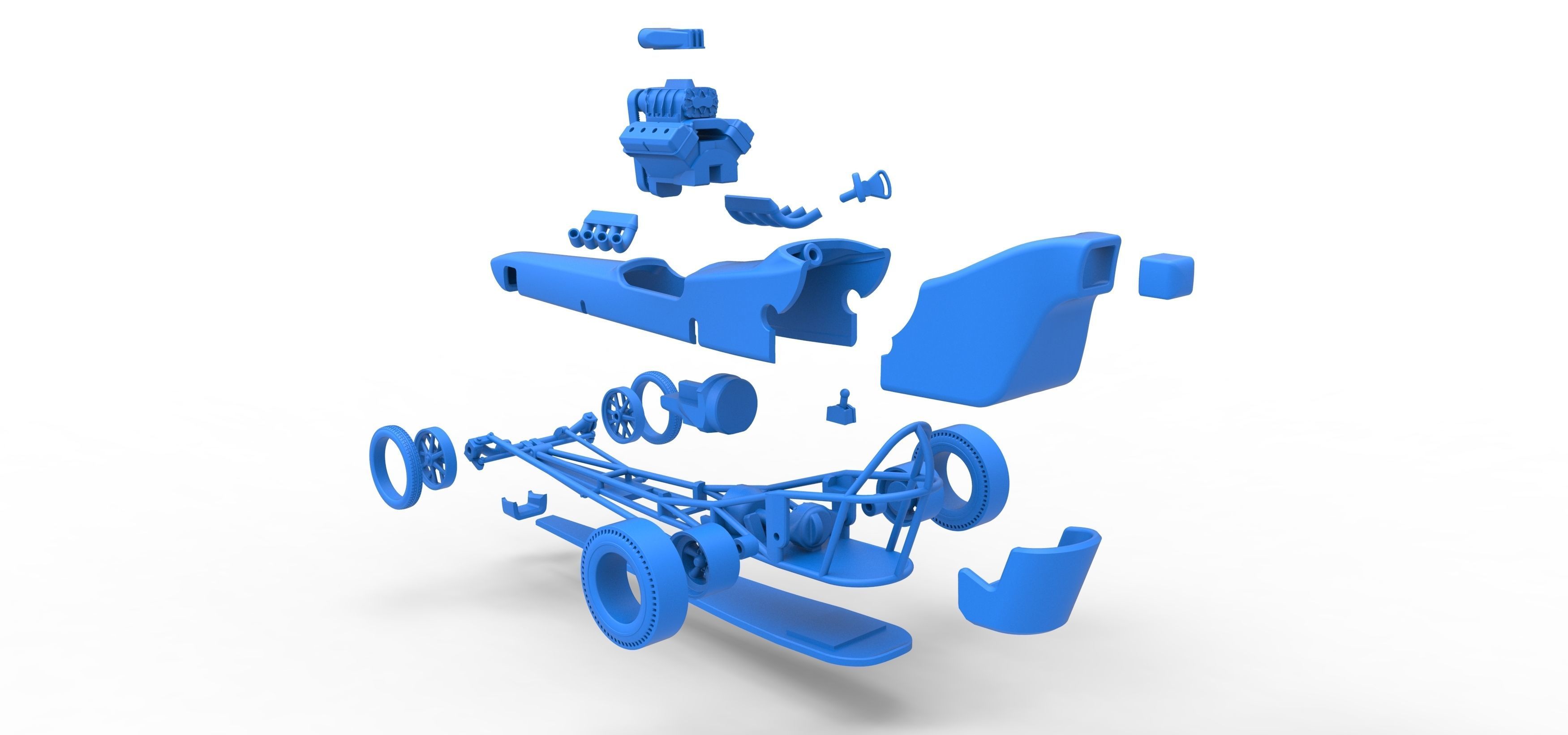 Front engine old school dragster with shell V3 Scale 1 to 25 3D print model_35