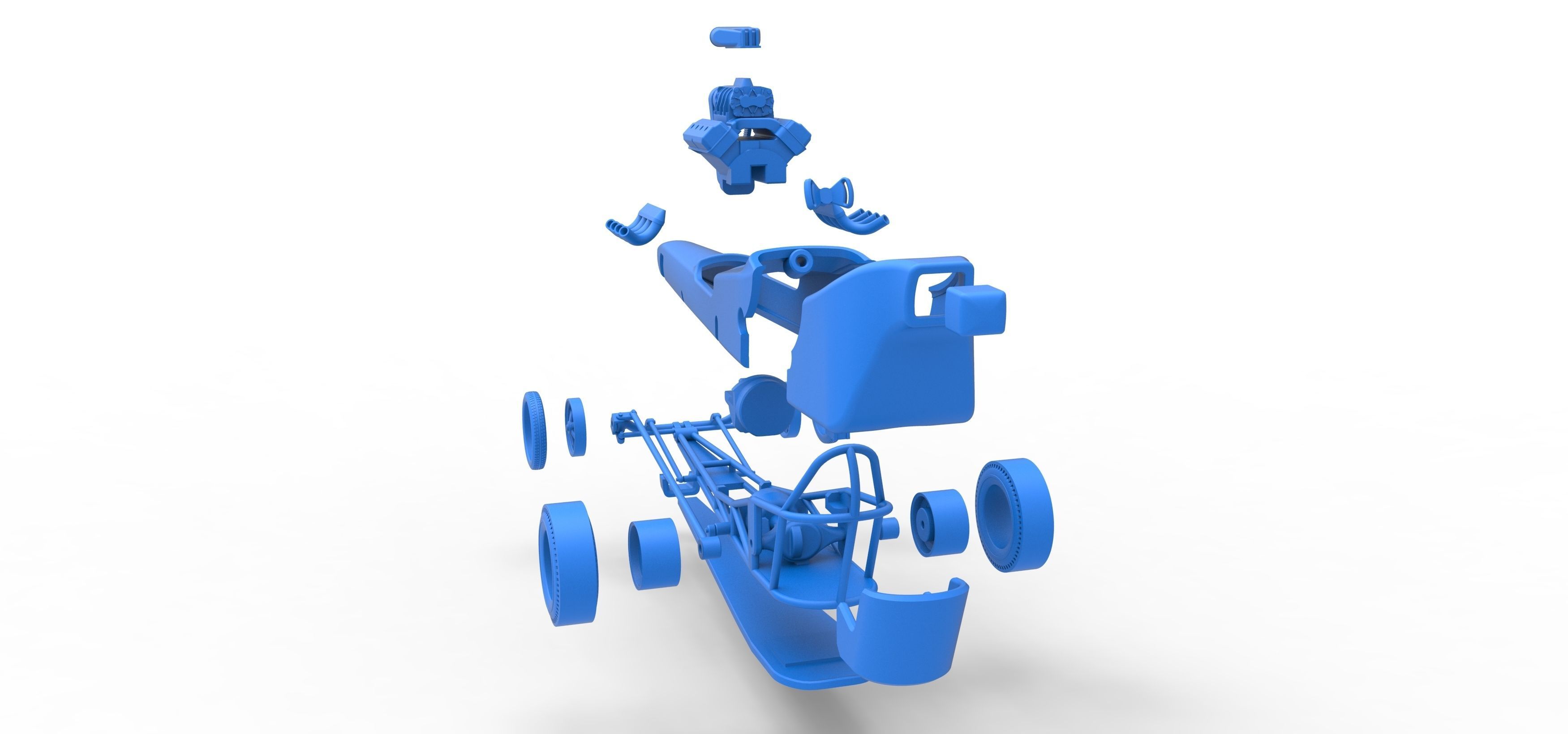 Front engine old school dragster with shell V3 Scale 1 to 25 3D print model_36