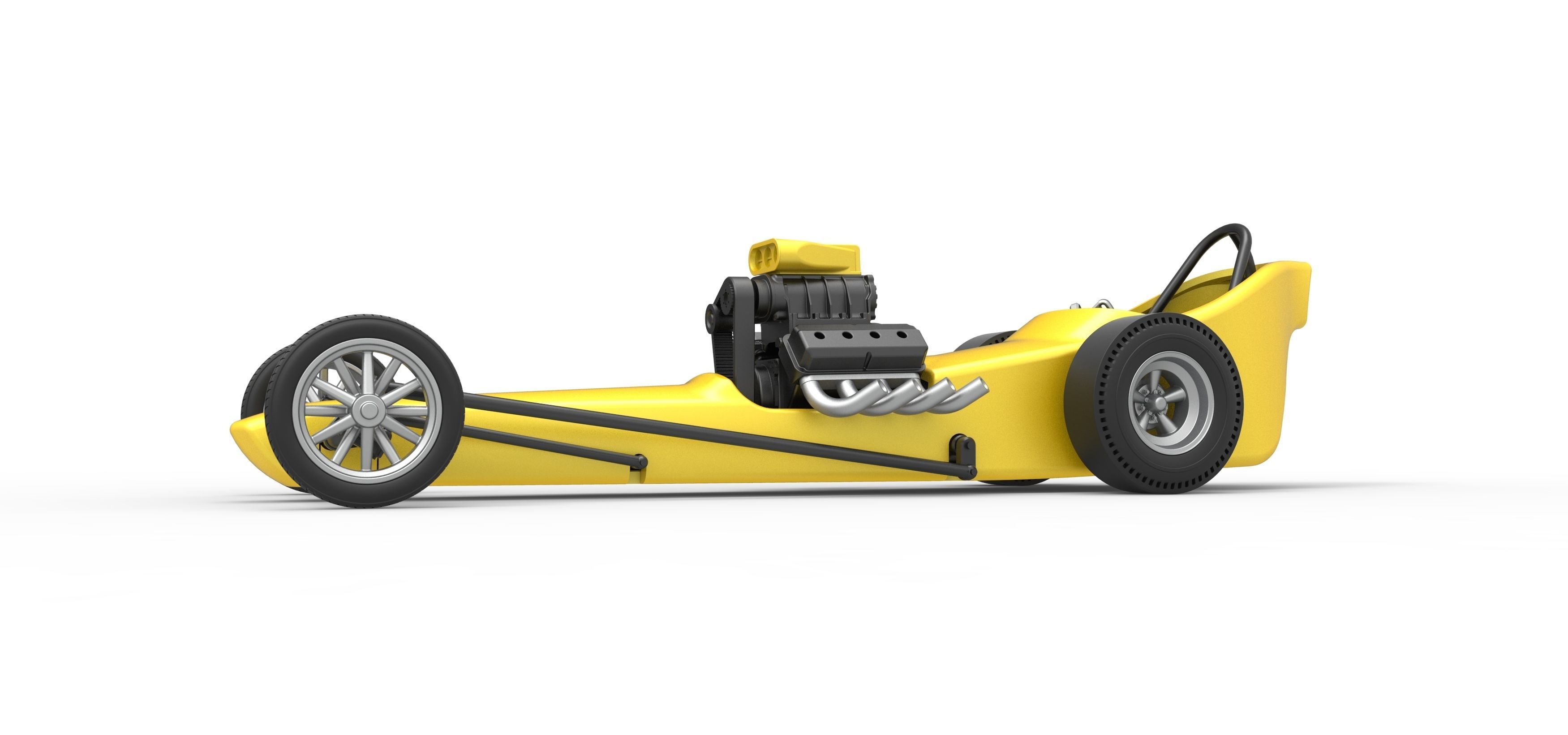 Front engine old school dragster with shell V3 Scale 1 to 25 3D print model_2