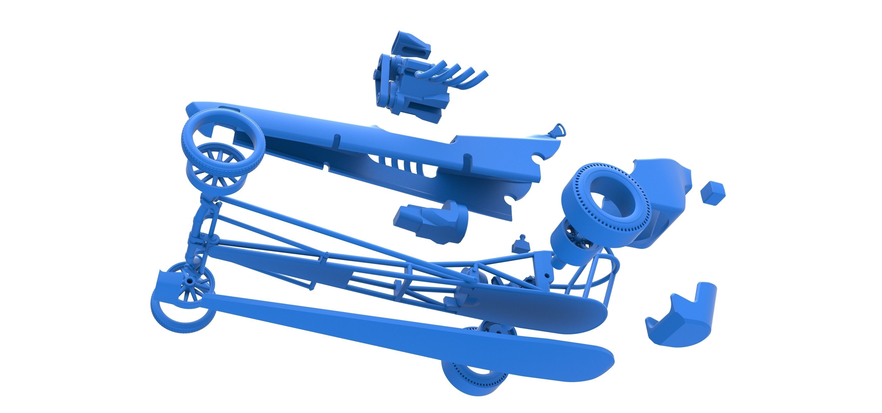 Front engine old school dragster with shell V3 Scale 1 to 25 3D print model_30