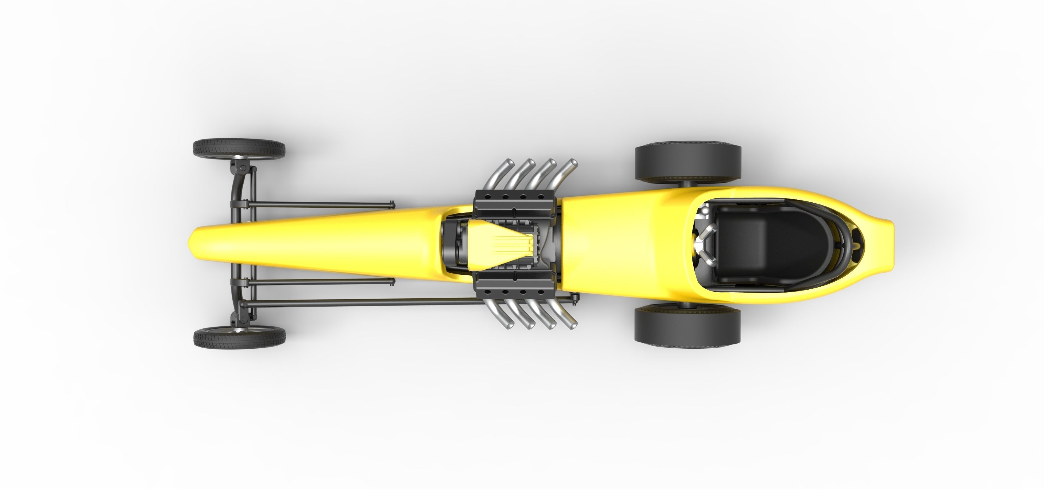 Front engine old school dragster with shell V3 Scale 1 to 25 3D print model_10