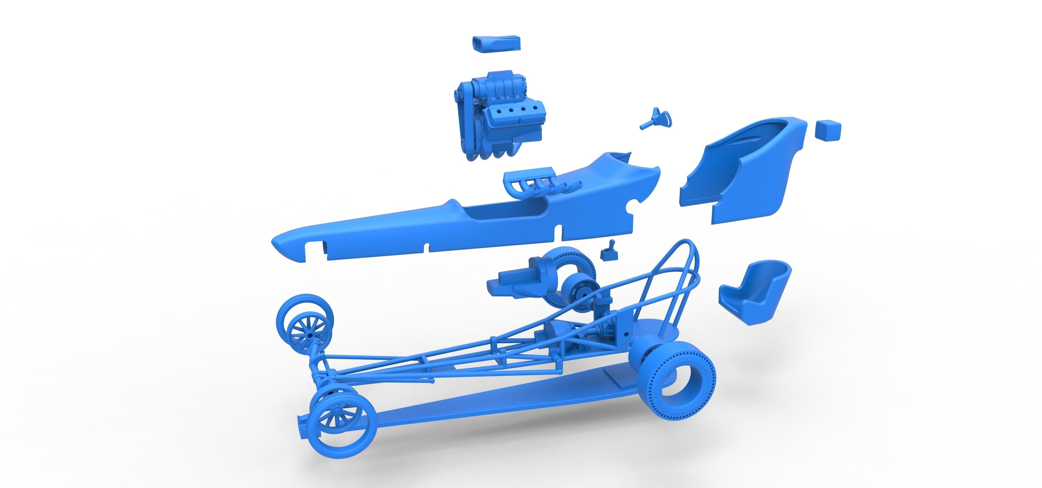 Front engine old school dragster with shell V3 Scale 1 to 25 3D print model_29