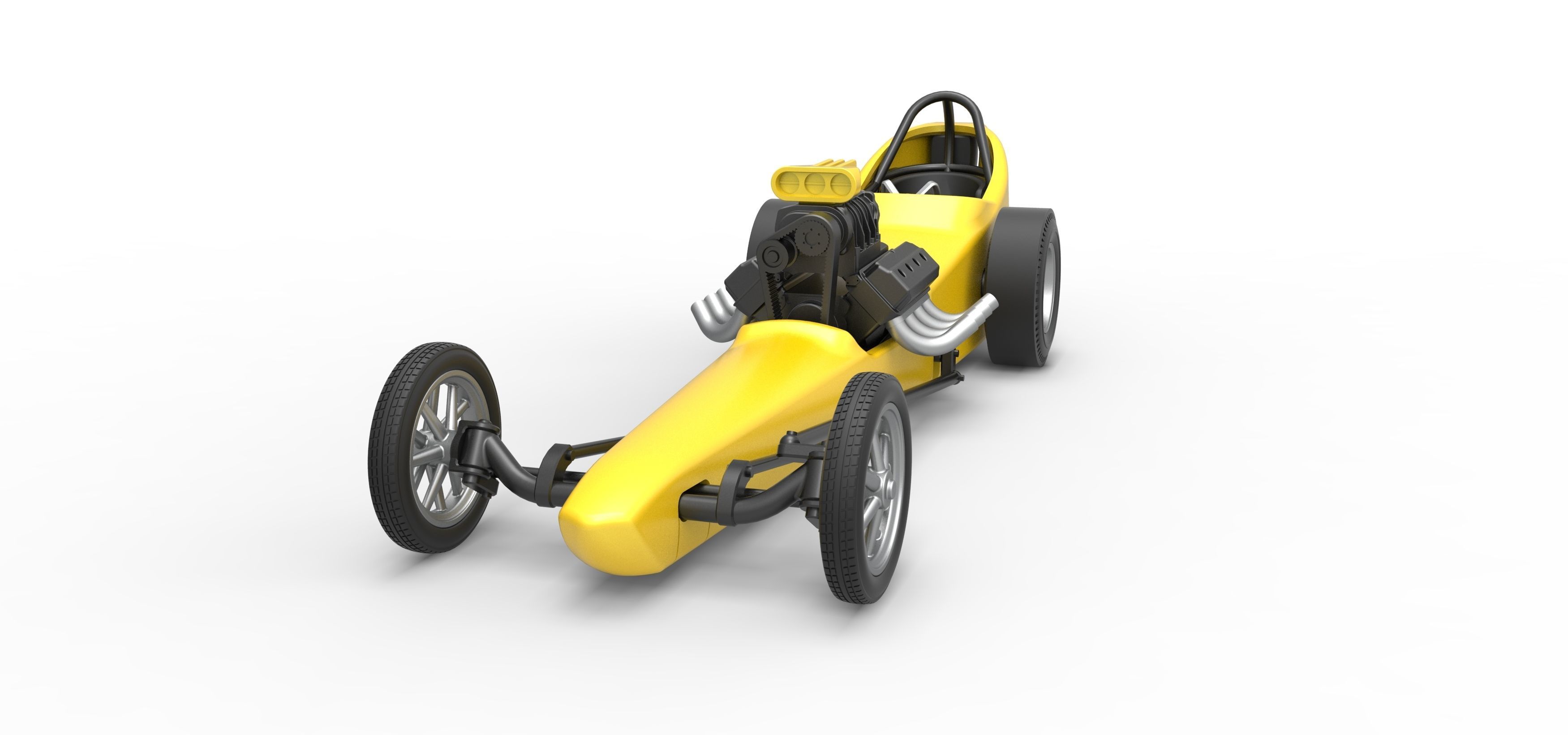 Front engine old school dragster with shell V3 Scale 1 to 25 3D print model_4