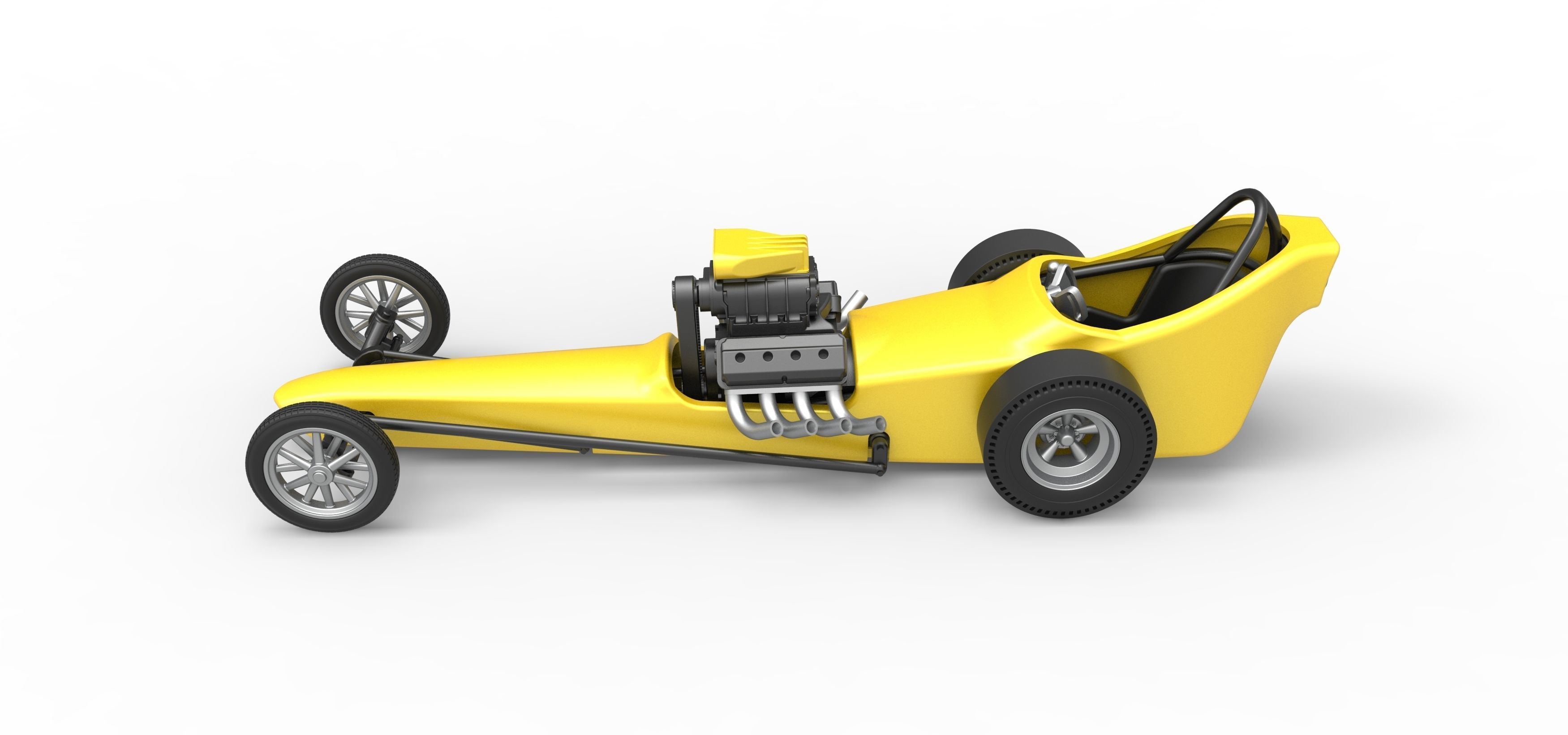 Front engine old school dragster with shell V3 Scale 1 to 25 3D print model_9