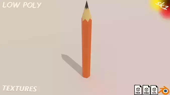 simple pencil Low-poly 3D model